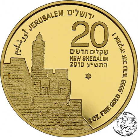 Izrael, 20 nowych szekli, 2010, Jerozolima - Wieża Dawida