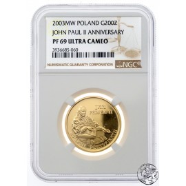 Polska, 200 zł, 2003, Jan Paweł II, 25-lecie Pontyfikatu, NGC PR 69